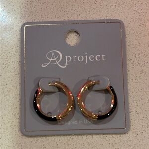 Aproject Gold and Black Hoop Earrings